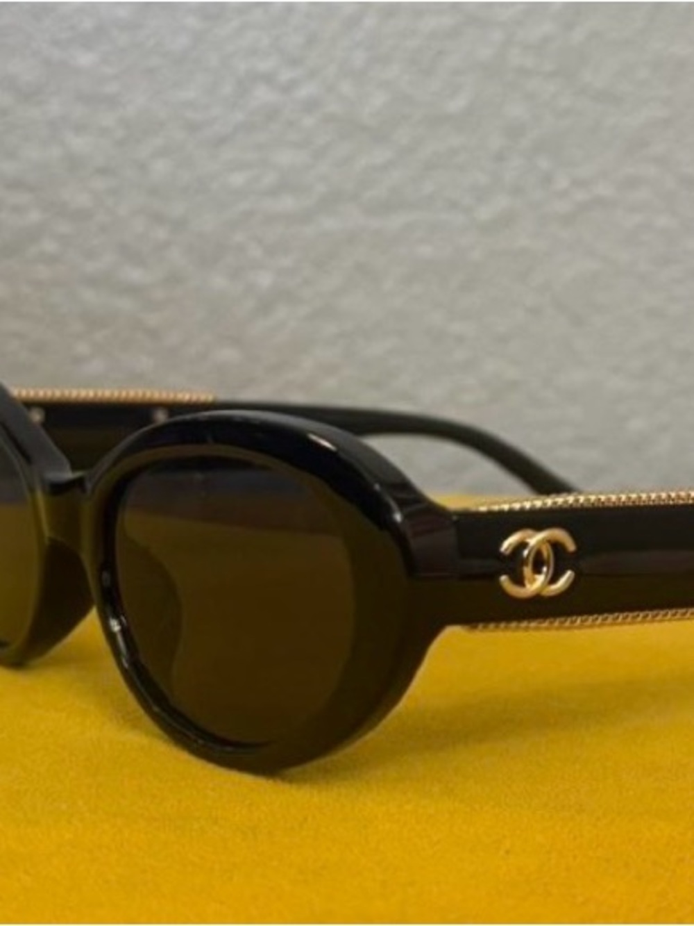 CHANEL Black Sunglasses with Black Quilted Case